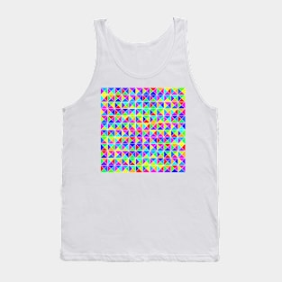 Colorful Squares Triangles White Lines Tank Top